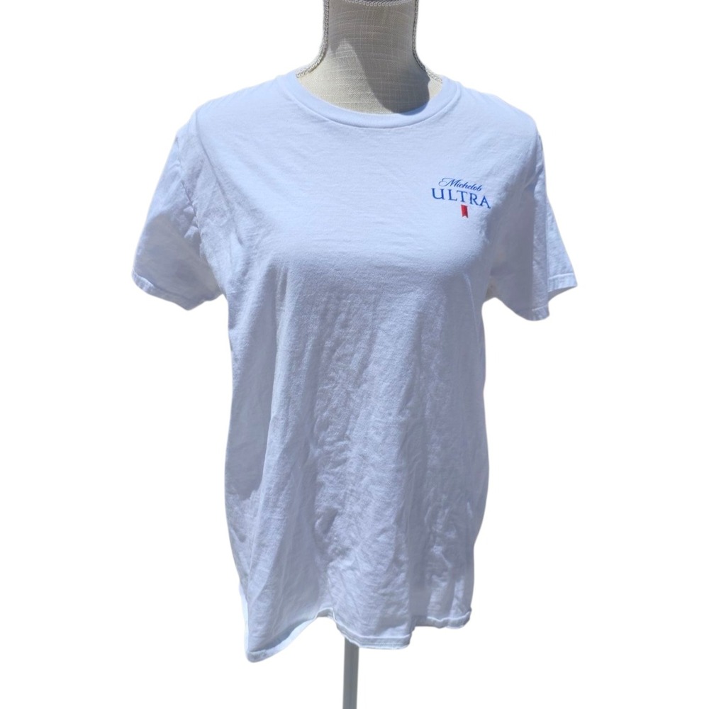 Michelob Ultra T-Shirt Logo Graphic Tee Short Sleeve White Top Large